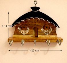 Handcrafted Wood House Key Holder with Hooks